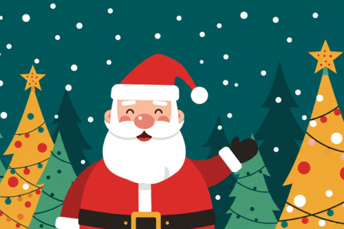 Ilustrace Santa Clause v zimní krajině