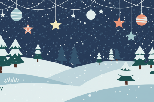 Zimní krajina se sněhem a stromy